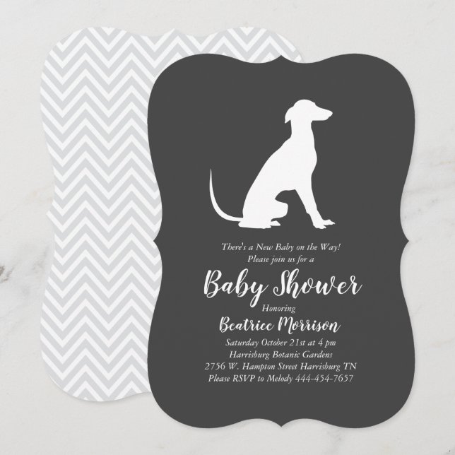 Invitación Perro de Greyhound Baby Shower Género neutro (Anverso / Reverso)