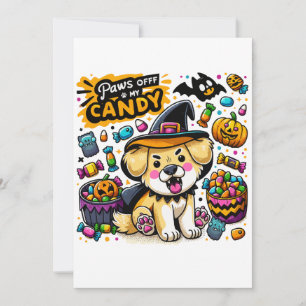 Invitación Perro de Halloween enojado en Gorra bruja desconec