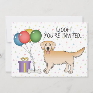 Invitación Perro de la caricatura del Golden Retriever amaril