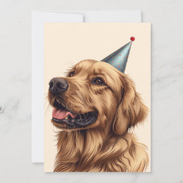 Invitación Perro de la recuperación dorada del cumpleaños