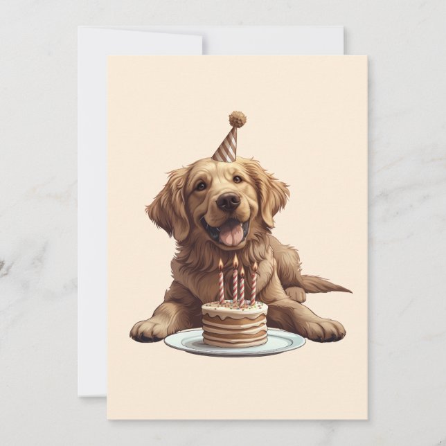 Invitación Perro de la recuperación dorada del cumpleaños (Anverso)