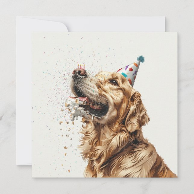 Invitación Perro de la recuperación dorada del cumpleaños (Anverso)