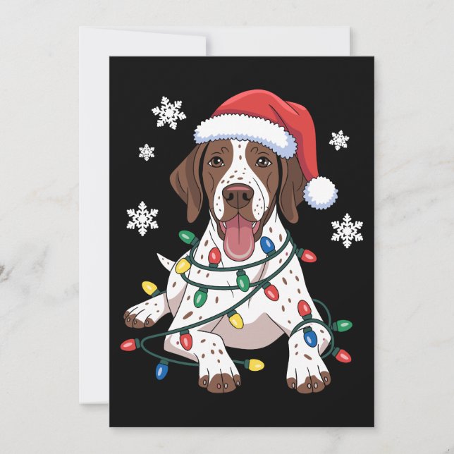 Invitación Perro de luces de Navidad Pointer de pelo corto al (Anverso)