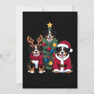 Invitación Perro de montaña bernés de Navidad Santa árbol de