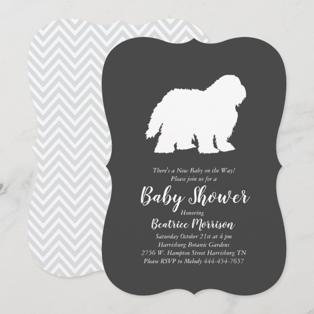Invitación Perro de perro de perro de la vieja inglesa Baby S (Anverso / Reverso)