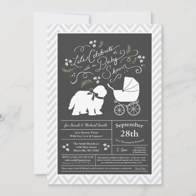 Invitación Perro de perro de perro de la vieja inglesa Baby S (Anverso)