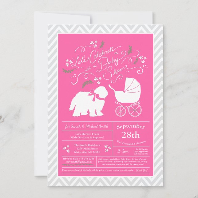 Invitación Perro de perro de perro de la vieja inglesa Chica  (Anverso)