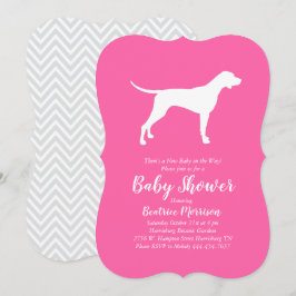 Invitación Perro de puntero Chica Baby Shower rosado