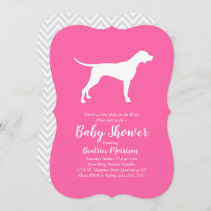 Invitación Perro de puntero Chica Baby Shower rosado