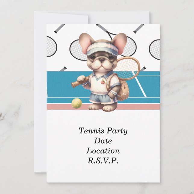 Invitación Perro de tenis ¡Vamos a jugar el juego  (Anverso)