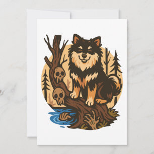 Invitación Perro del bosque espeluznante con arte de terror d