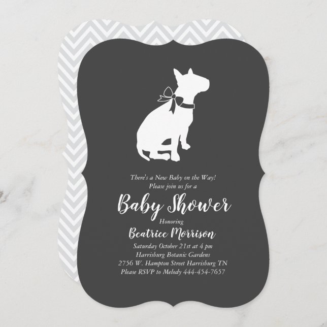 Invitación Perro del toro del perro Baby Shower género neutro (Anverso / Reverso)