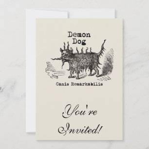 Invitación Perro Demon Vintage Gracioso