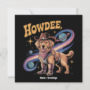 Invitación Perro Espacial Vaquero Divertido Retriever Dorado 