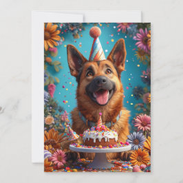 Invitación Perro Feliz Celebrando Cumpleaños