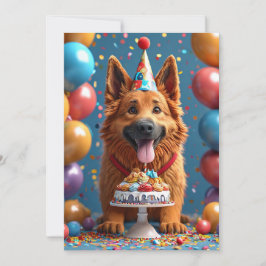 Invitación Perro Feliz Celebrando Cumpleaños