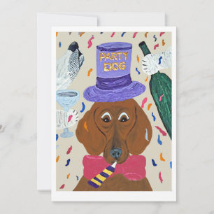 Invitación Perro fiestero Dachshund