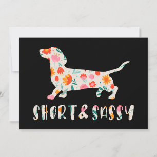 Invitación Perro floral Dachshund corto y suave