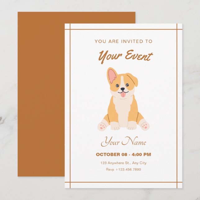 Invitación Perro gracioso (Anverso / Reverso)
