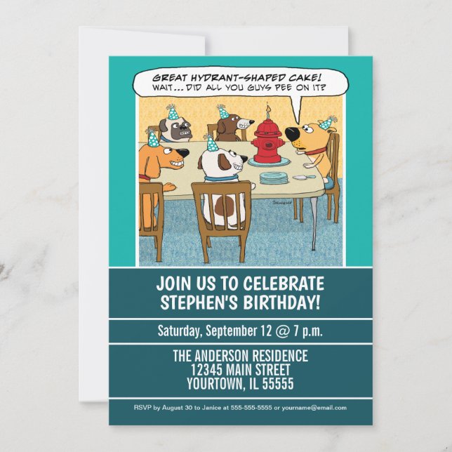Invitación Perro gracioso sospechoso de fiesta de cumpleaños  (Anverso)