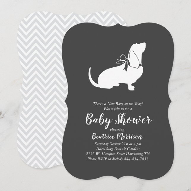 Invitación Perro hondo basal Baby Shower Sexo Neutral (Anverso / Reverso)