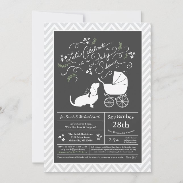 Invitación Perro hondo basal Baby Shower Sexo Neutral (Anverso)