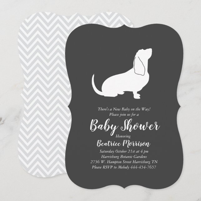 Invitación Perro hondo basal Baby Shower Sexo Neutral (Anverso / Reverso)