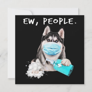 Invitación Perro husky divertido poca gente perro con máscara