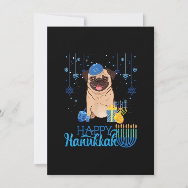 Invitación Perro judío Menorah Gorra Chanukah Hanukkah Jewis (Anverso)
