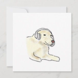Invitación Perro Labrador crema con auriculares