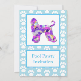 Invitación Perro Lebrel Afgano Silueta Fiesta en la Piscina A