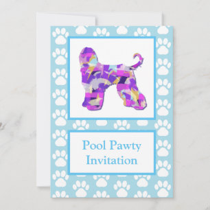 Invitación Perro Lebrel Afgano Silueta Fiesta en la Piscina A