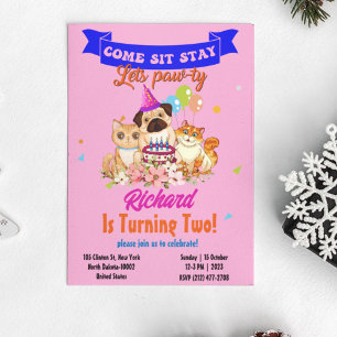 Invitación Perro lindo cachorro fiesta de cumpleaños de un ni