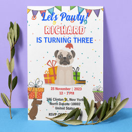 Invitación Perro lindo cachorro fiesta de cumpleaños de un ni