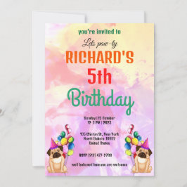 Invitación Perro lindo cachorro fiesta de cumpleaños de un ni