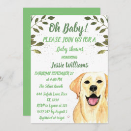 Invitación Perro lindo cachorro Labrador Bebé verde ducha