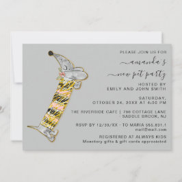 Invitación Perro lindo dulce nuevo Mascota Fiesta Fiesta Gray