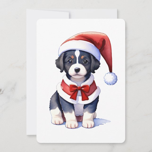 Invitación Perro lindo en el sombrero de Santa. diseño de nav (Anverso)