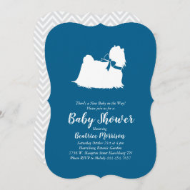 Invitación Perro maltés Baby Shower Blue Boy