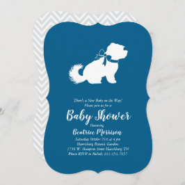 Invitación Perro maltés Baby Shower Blue Boy