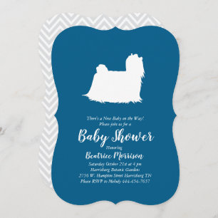 Invitación Perro maltés Baby Shower Blue Boy