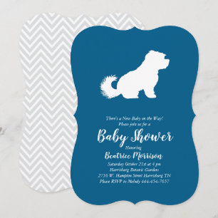 Invitación Perro maltés Baby Shower Blue Boy