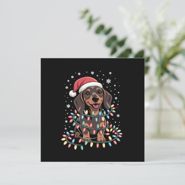 Invitación Perro navidad Dachshund Santa Xmas Wiener (Anverso de pie)