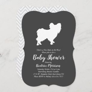 Invitación Perro Papillon Baby Shower Sexo Neutral