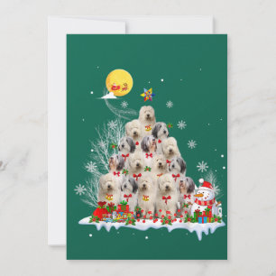Invitación Perro pastor inglés antiguo Reno Pino Navidad