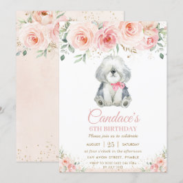 Invitación Perro pastor Perro cachorro Perro Chica Floral Ros