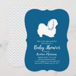 Invitación Perro Pekín Baby Shower Boy Azul