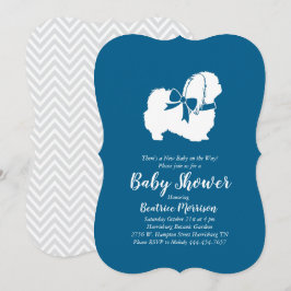Invitación Perro Pekín Baby Shower Boy Azul
