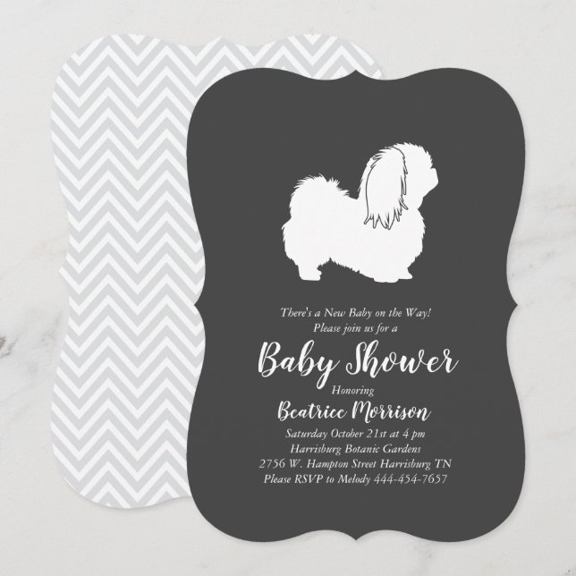 Invitación Perro pekinés Baby Shower Neutral (Anverso / Reverso)