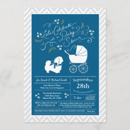 Invitación Perro pekingés niño Baby Shower azul
